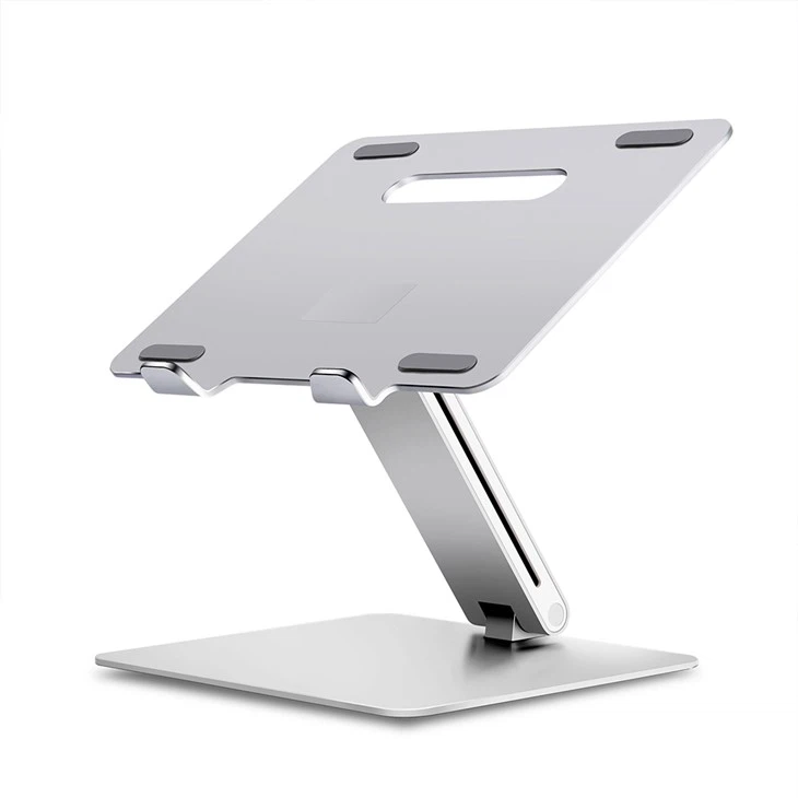 Ergonomik aliminyòm Wotè-reglabl Laptop vètikal kanpe