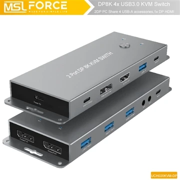 DP1.4 USB KVM switch ekstansyon ak ekipman pou pouvwa