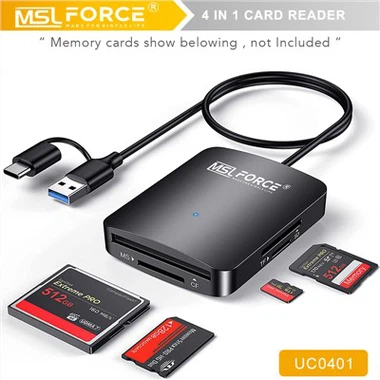 4 in 1 USB Multifunctional Card Reader, SD, Micro SD, CF Cards And Memory Sticks
