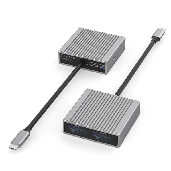 USB-C Pou Doub HDMI2.0 Adaptè Ak PD100W